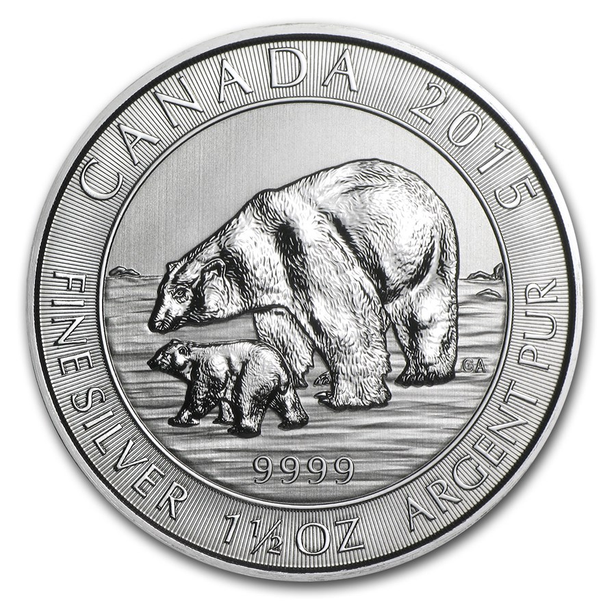 Canadian Polar Bear & Cub 1.5 oz Silver Coin